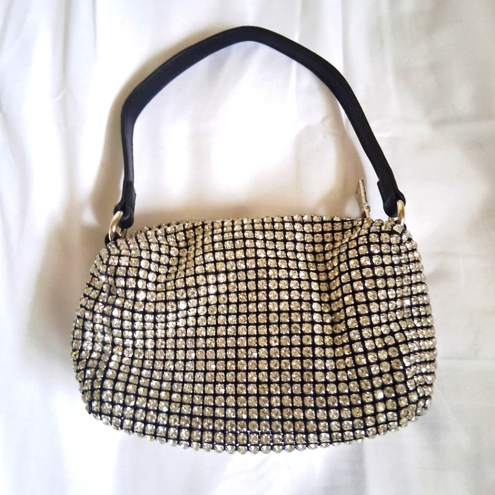 JOE FRESH ELEGANT BLACK AND SILVER RHEINSTONES HANDBAG